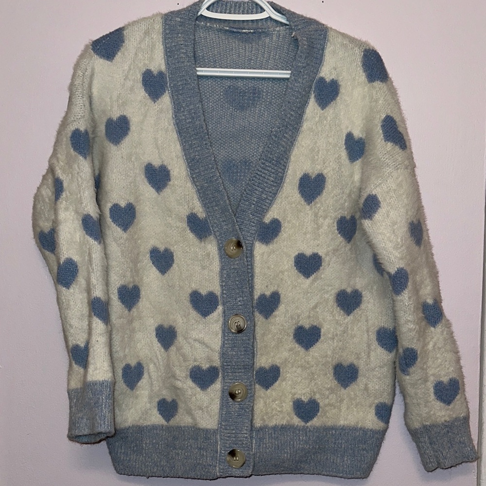 Knit Fuzzy V-neck Cardigan